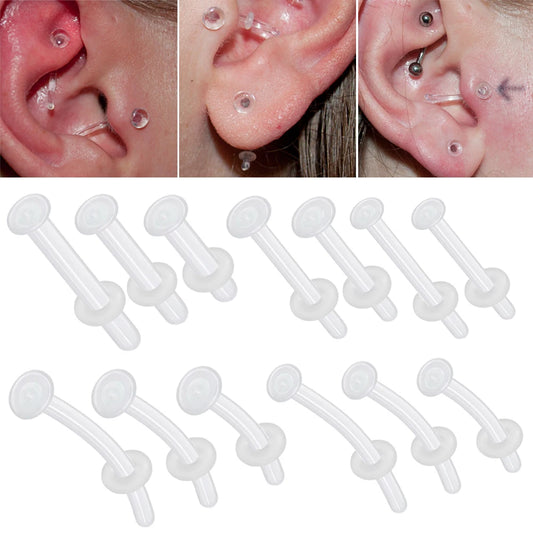 1PC Glass Nose Stud Transparent Glass Straight Nose Ring Retainer Holder  Hoop Earrings Belly Ring Navel Piercing Jewelry
