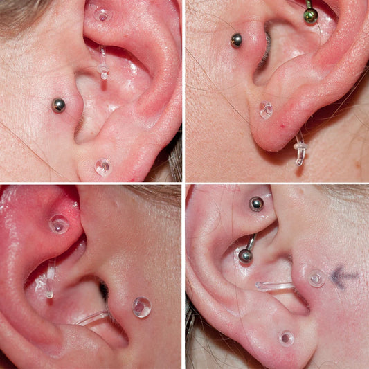 1PC Glass Nose Stud Transparent Glass Straight Nose Ring Retainer Holder Hoop Earrings Belly Ring Navel Piercing Jewelry