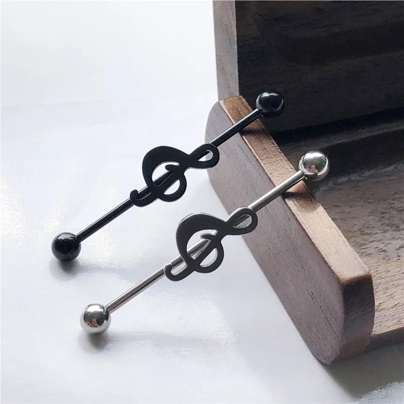 14G Cross Industrial Barbell Piercing Heart Earring Straigh Bar Cartilage Ear Piercing Barbells Body Jewelry Ear Piercing Ring