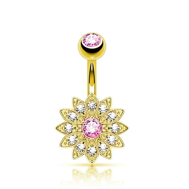 14G Surgical Steel Dangle Navel Belly Button Ring Bar Curved Barbell Body Piercing Jewelry for Women Crystal CZ Ball Screw