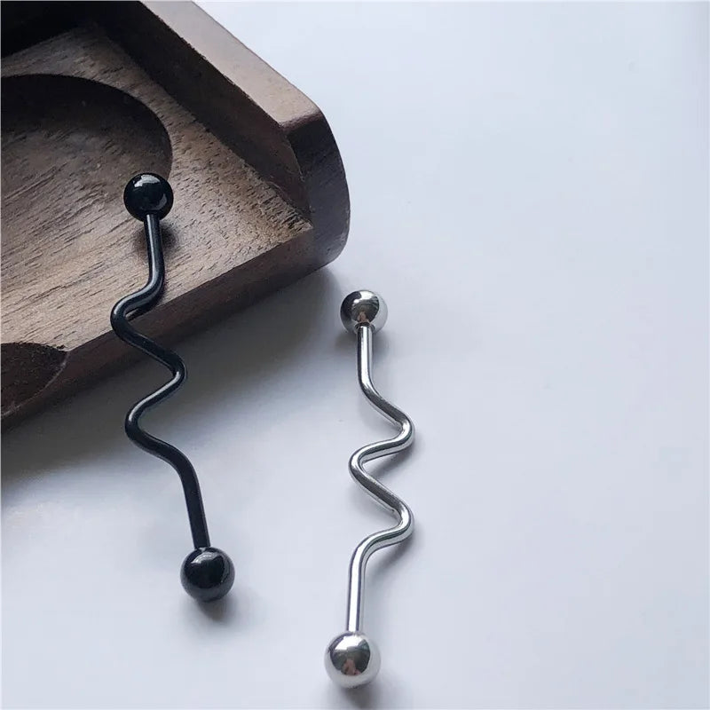 14G Cross Industrial Barbell Piercing Heart Earring Straigh Bar Cartilage Ear Piercing Barbells Body Jewelry Ear Piercing Ring