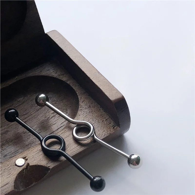 14G Cross Industrial Barbell Piercing Heart Earring Straigh Bar Cartilage Ear Piercing Barbells Body Jewelry Ear Piercing Ring
