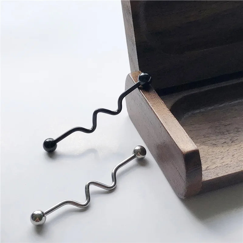 14G Cross Industrial Barbell Piercing Heart Earring Straigh Bar Cartilage Ear Piercing Barbells Body Jewelry Ear Piercing Ring