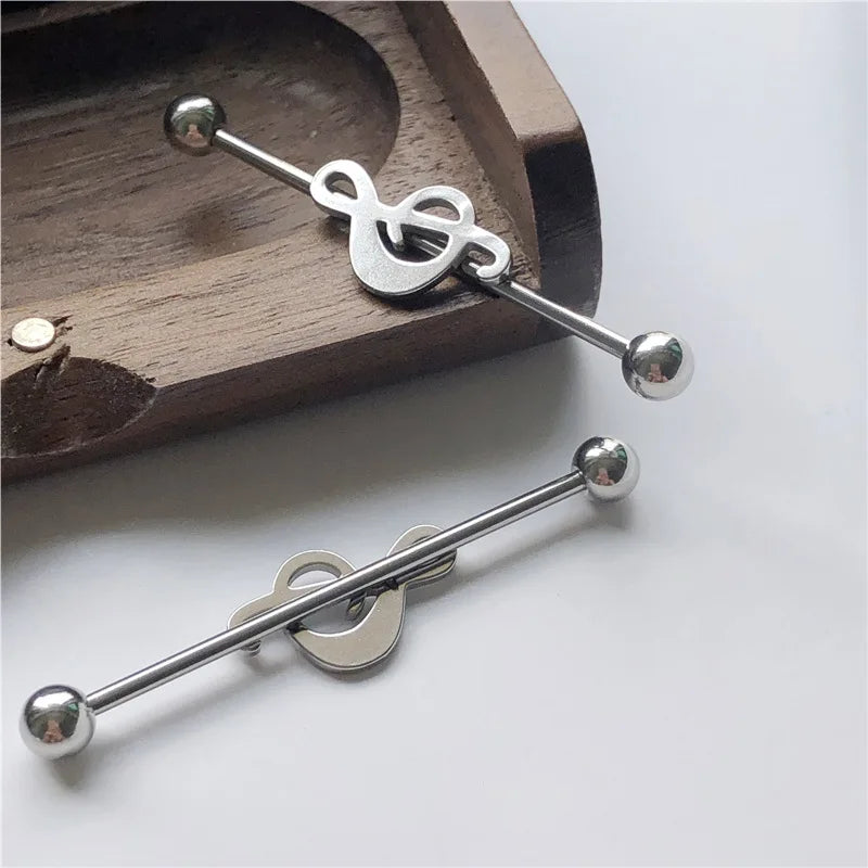 14G Cross Industrial Barbell Piercing Heart Earring Straigh Bar Cartilage Ear Piercing Barbells Body Jewelry Ear Piercing Ring