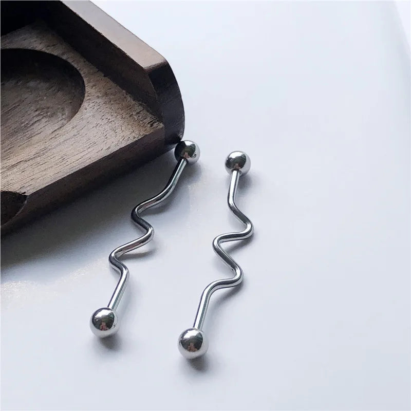 14G Cross Industrial Barbell Piercing Heart Earring Straigh Bar Cartilage Ear Piercing Barbells Body Jewelry Ear Piercing Ring
