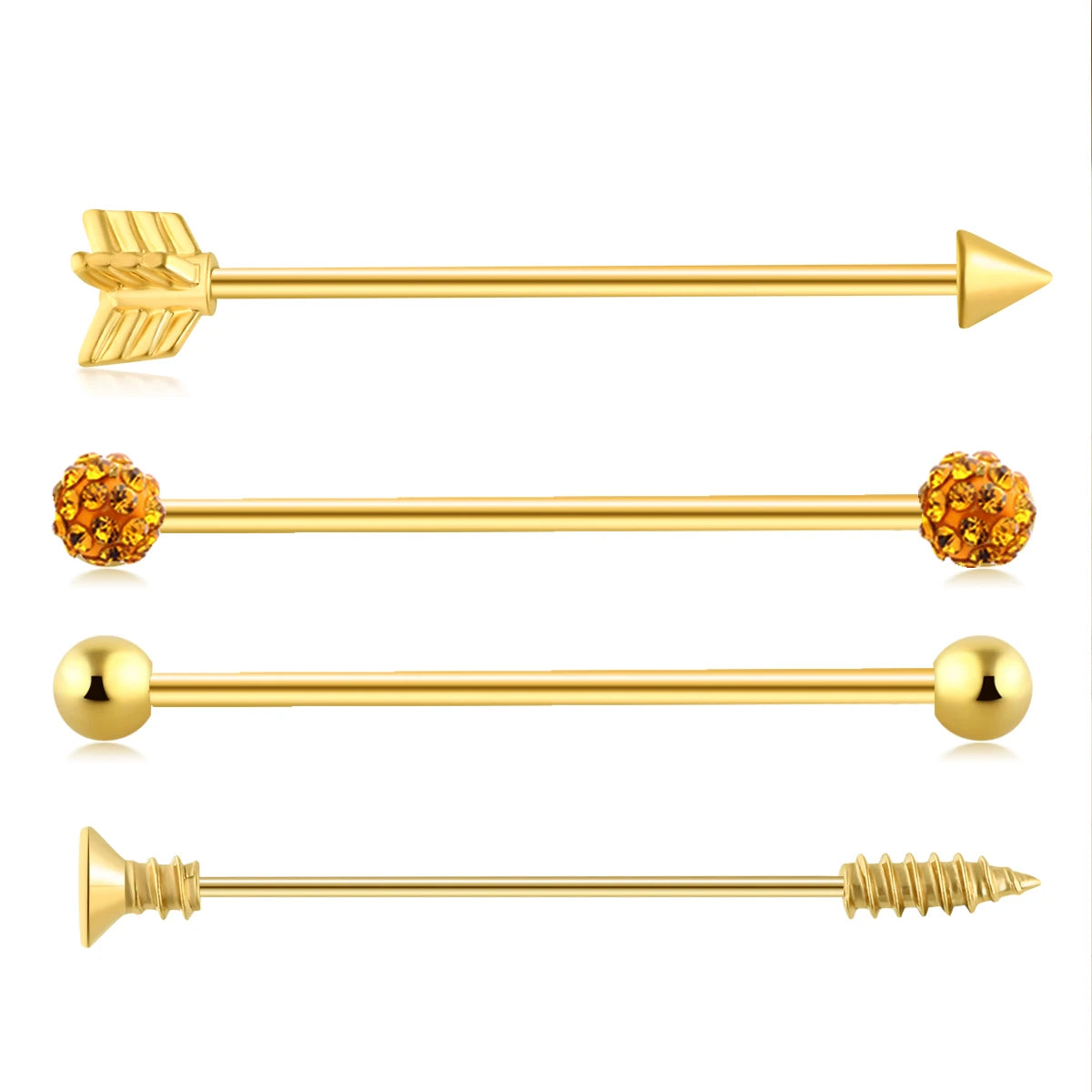 14G Industrial Piercing Barbells Jewelry Surgical Steel CZ Marble Pearl Style for Women Men Cartilage Earring Body Piercing