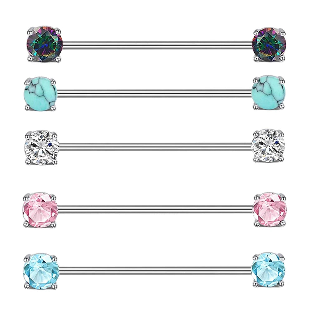 14G Industrial Piercing Barbells Jewelry Surgical Steel CZ Marble Pearl Style for Women Men Cartilage Earring Body Piercing