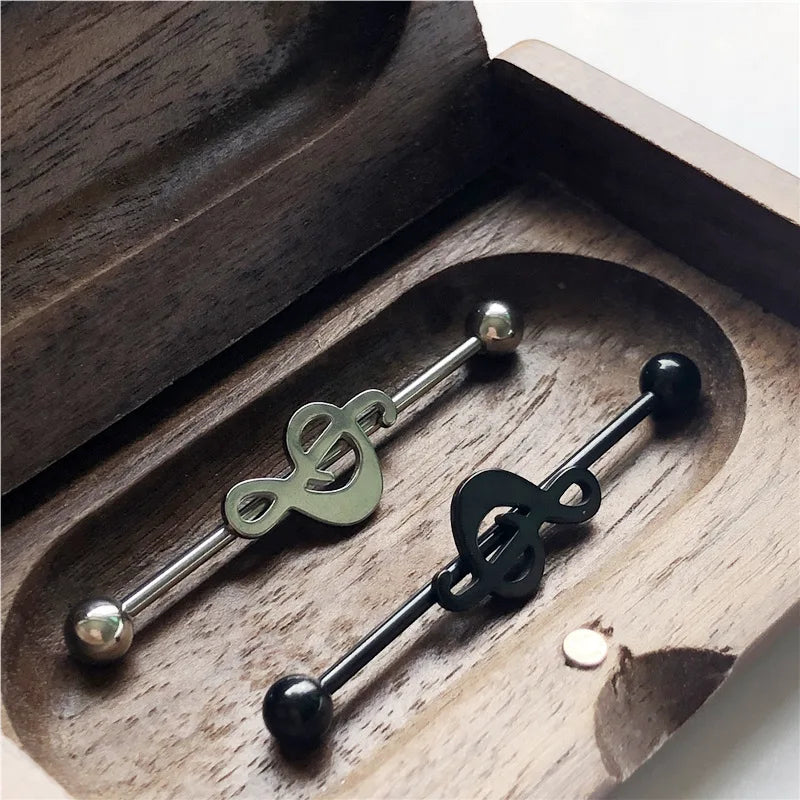 14G Cross Industrial Barbell Piercing Heart Earring Straigh Bar Cartilage Ear Piercing Barbells Body Jewelry Ear Piercing Ring