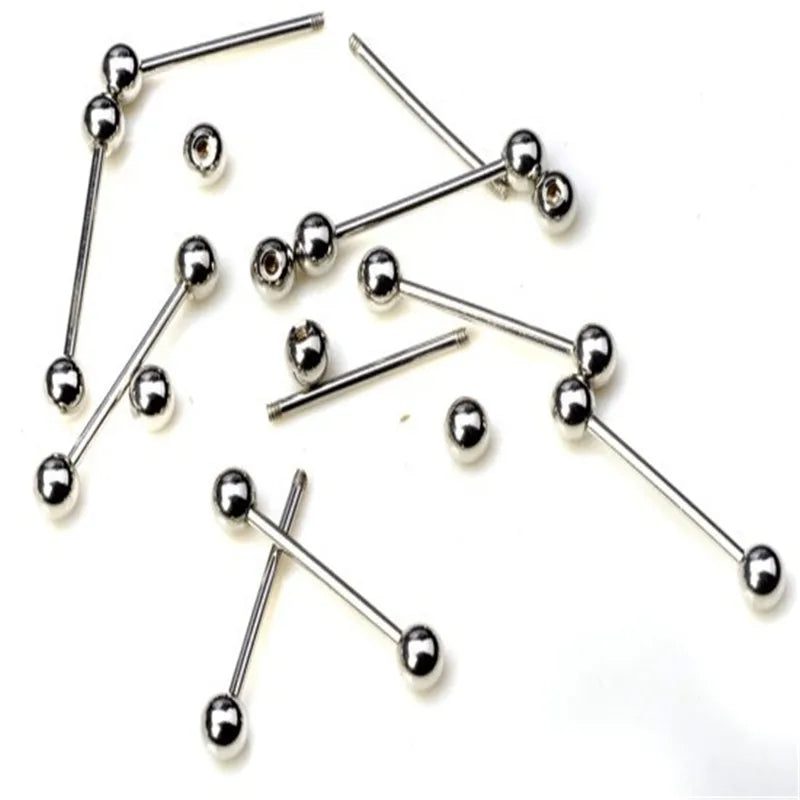 10Pcs Tongue Nipple Rings Ear Plug Rings Bars Barbell Punk Style Body Piercing Jewelry