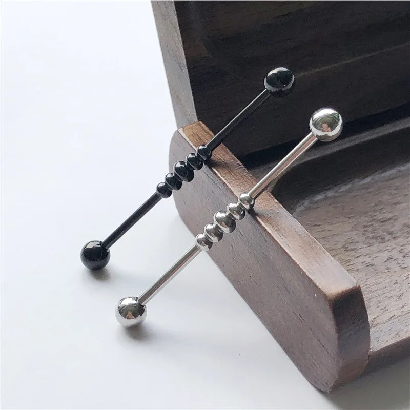 14G Cross Industrial Barbell Piercing Heart Earring Straigh Bar Cartilage Ear Piercing Barbells Body Jewelry Ear Piercing Ring