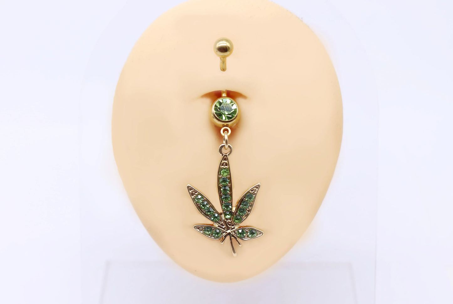 Gaby CZ Dangle Gem Maple Leaf Body Piercing Jewelry 316L Surgical Steel Belly Rings for Wedding and Engagement Stainless Steel