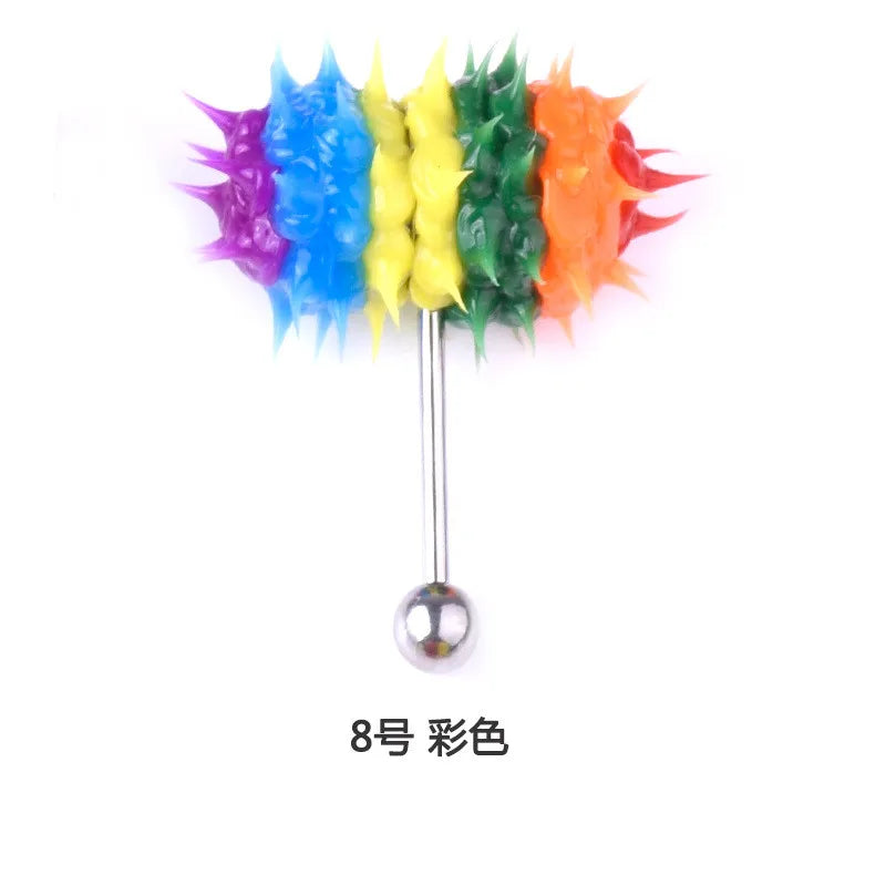 Women Men Tongue Piercing Vibrating Tongue Bar Rubber Stainless Steel Barbell Vibrating Body Piercing Stud Ring Punk Jewelry Hot