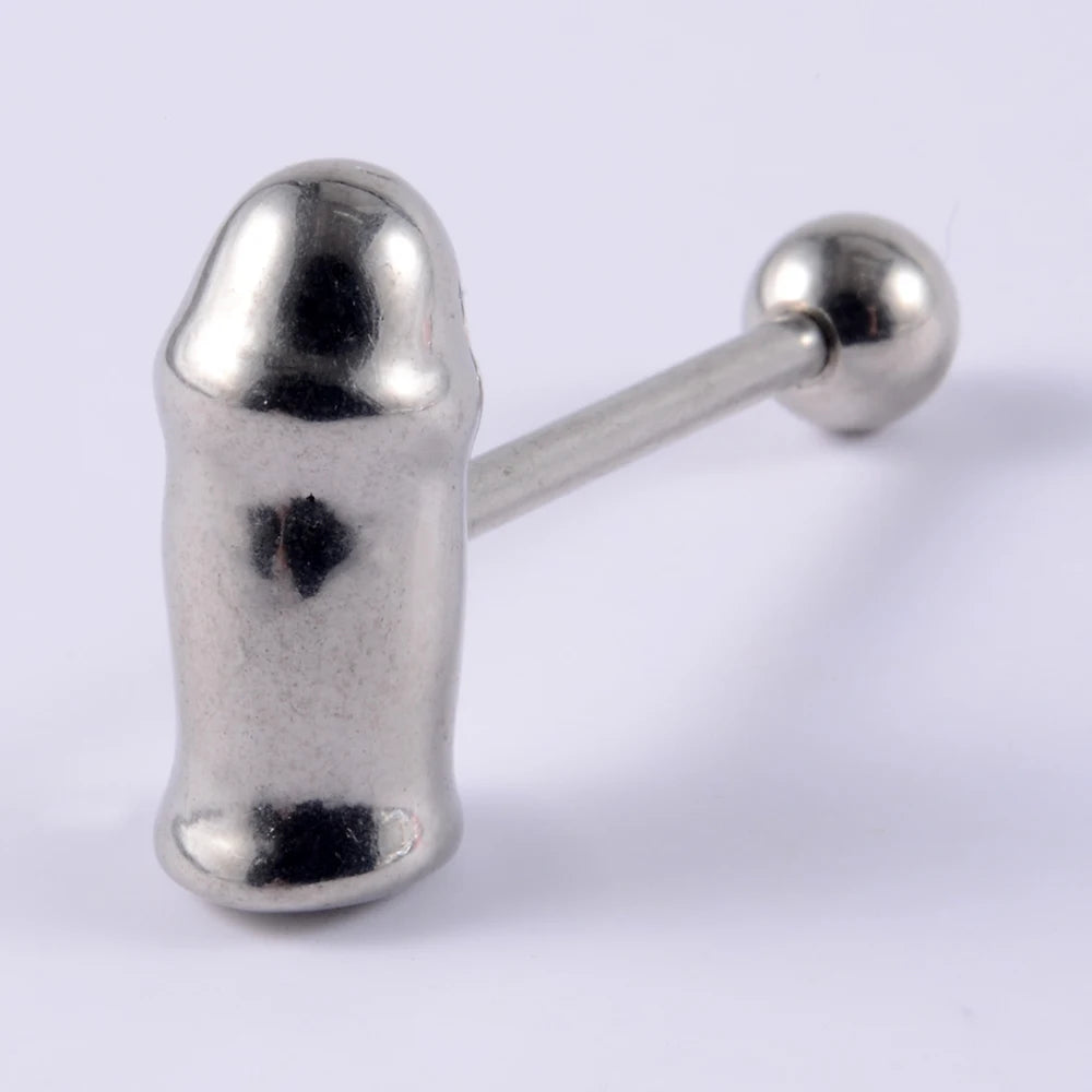 1PCS Surgical Steel Tongue Rings Punk Rock Style Hypoallergenic Piercing Tongue Nails Tongue Barbells Piercing Body Jewelry 14g