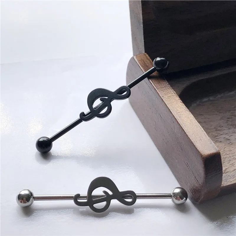 14G Cross Industrial Barbell Piercing Heart Earring Straigh Bar Cartilage Ear Piercing Barbells Body Jewelry Ear Piercing Ring