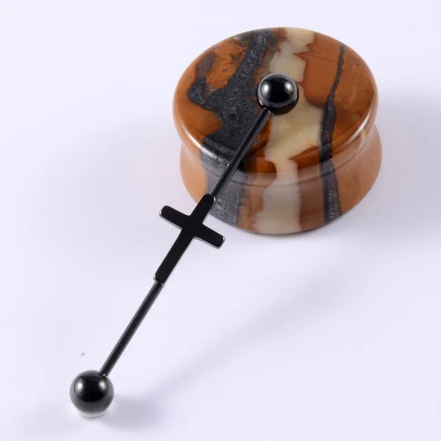 14G Cross Industrial Barbell Piercing Heart Earring Straigh Bar Cartilage Ear Piercing Barbells Body Jewelry Ear Piercing Ring