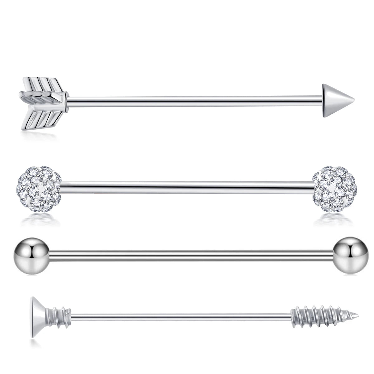 14G Industrial Piercing Barbells Jewelry Surgical Steel CZ Marble Pearl Style for Women Men Cartilage Earring Body Piercing