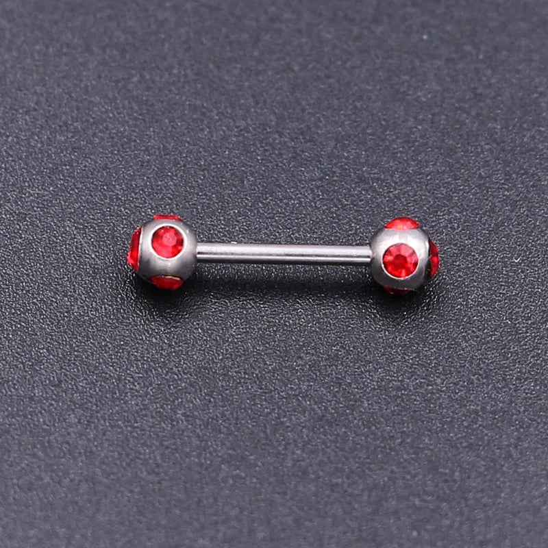1Pc 10 Styles 1.2*10+4mm Zircon Ball Party Friendly Tongue Ring / Straight Barbell - Barbell Body Jewelry