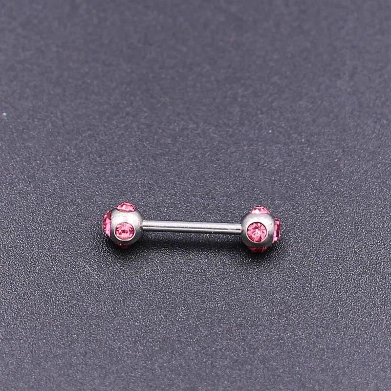 1Pc 10 Styles 1.2*10+4mm Zircon Ball Party Friendly Tongue Ring / Straight Barbell - Barbell Body Jewelry