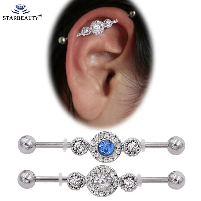 1PC Industrial Barbell Piercing Earrings Long Bar Cartilage Scaffold  Body Jewery