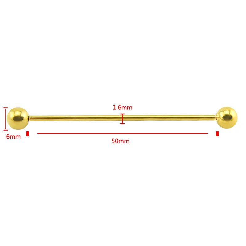 2 Pieces Long Industrial Barbell Fashion 14G/1.6m 50mm Ear Ring Piercing 5 Colors Earrings Piercing Jewelry