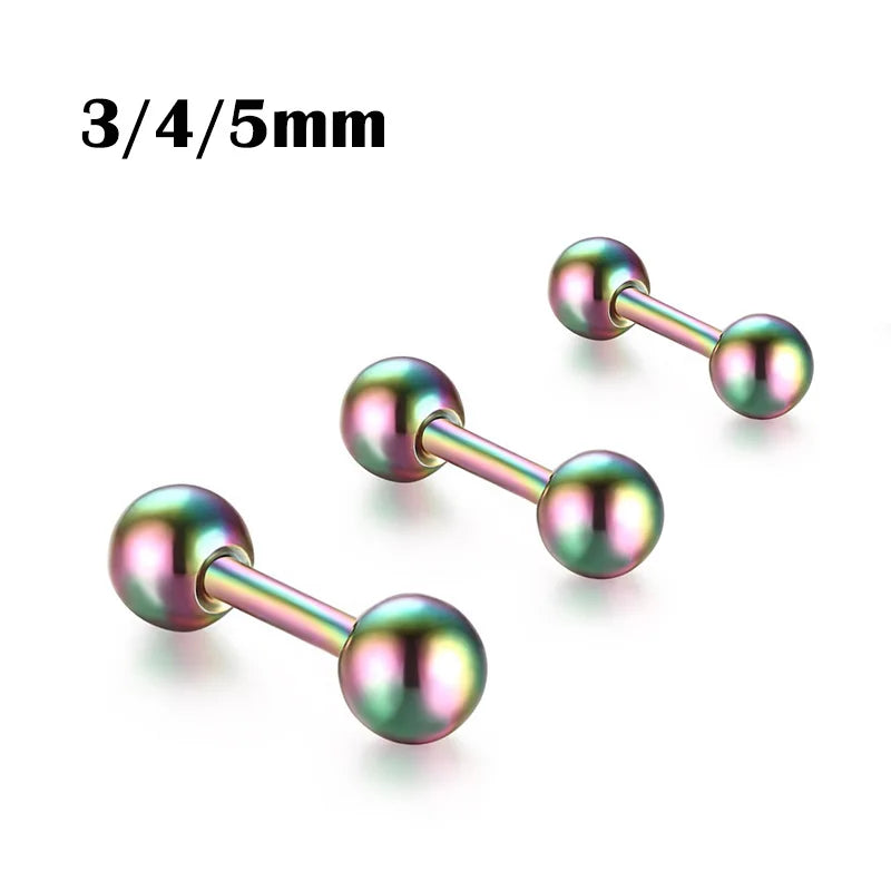 Versatile Stainless Steel Tragus Stud Earrings - 3pcs Set for Men & Women
