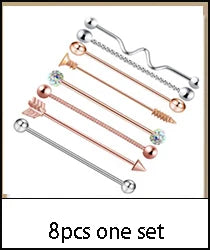 14G Industrial Piercing Barbells Jewelry Surgical Steel CZ Marble Pearl Style for Women Men Cartilage Earring Body Piercing