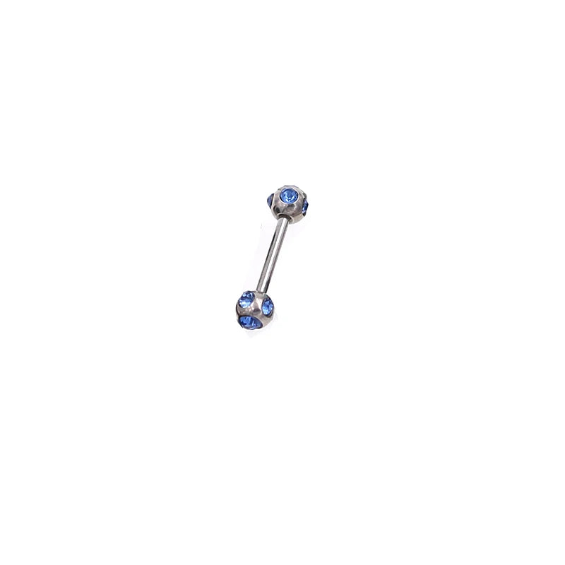 1Pc 10 Styles 1.2*10+4mm Zircon Ball Party Friendly Tongue Ring / Straight Barbell - Barbell Body Jewelry
