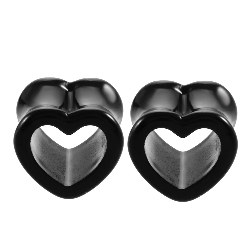 2Pcs/lot Acrylic Tunnels for Ears Heart Hollow Ear Plugs Tunnels Earlets Stretcher 4-12mm Ear Dilations Expanders Women Jewelry