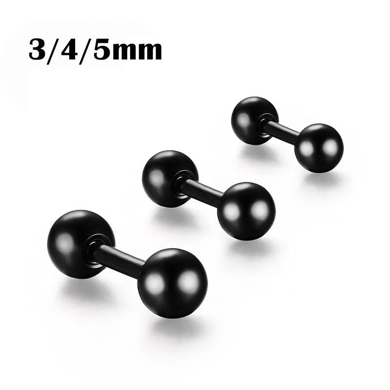 Versatile Stainless Steel Tragus Stud Earrings - 3pcs Set for Men & Women