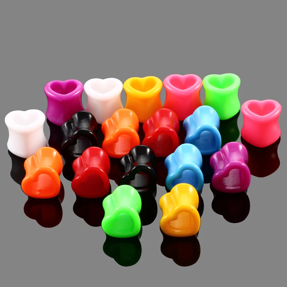 2Pcs/lot Acrylic Tunnels for Ears Heart Hollow Ear Plugs Tunnels Earlets Stretcher 4-12mm Ear Dilations Expanders Women Jewelry
