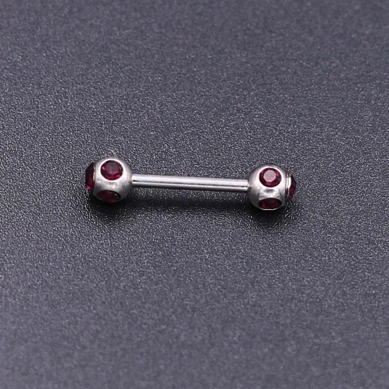 1Pc 10 Styles 1.2*10+4mm Zircon Ball Party Friendly Tongue Ring / Straight Barbell - Barbell Body Jewelry