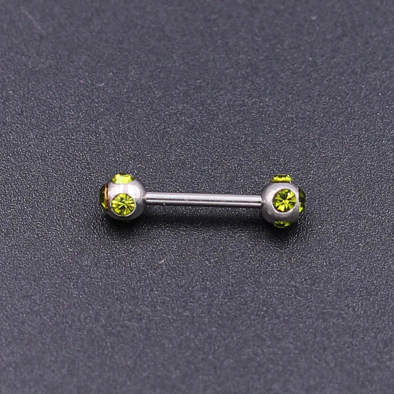 1Pc 10 Styles 1.2*10+4mm Zircon Ball Party Friendly Tongue Ring / Straight Barbell - Barbell Body Jewelry