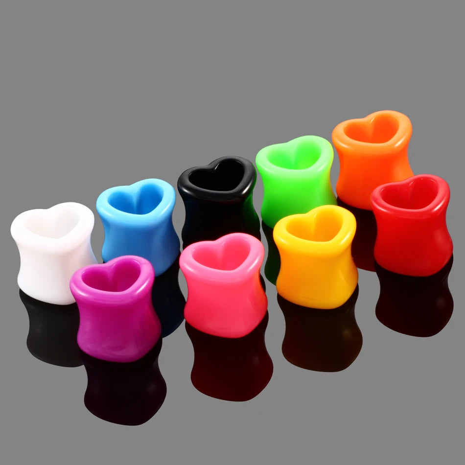 2Pcs/lot Acrylic Tunnels for Ears Heart Hollow Ear Plugs Tunnels Earlets Stretcher 4-12mm Ear Dilations Expanders Women Jewelry