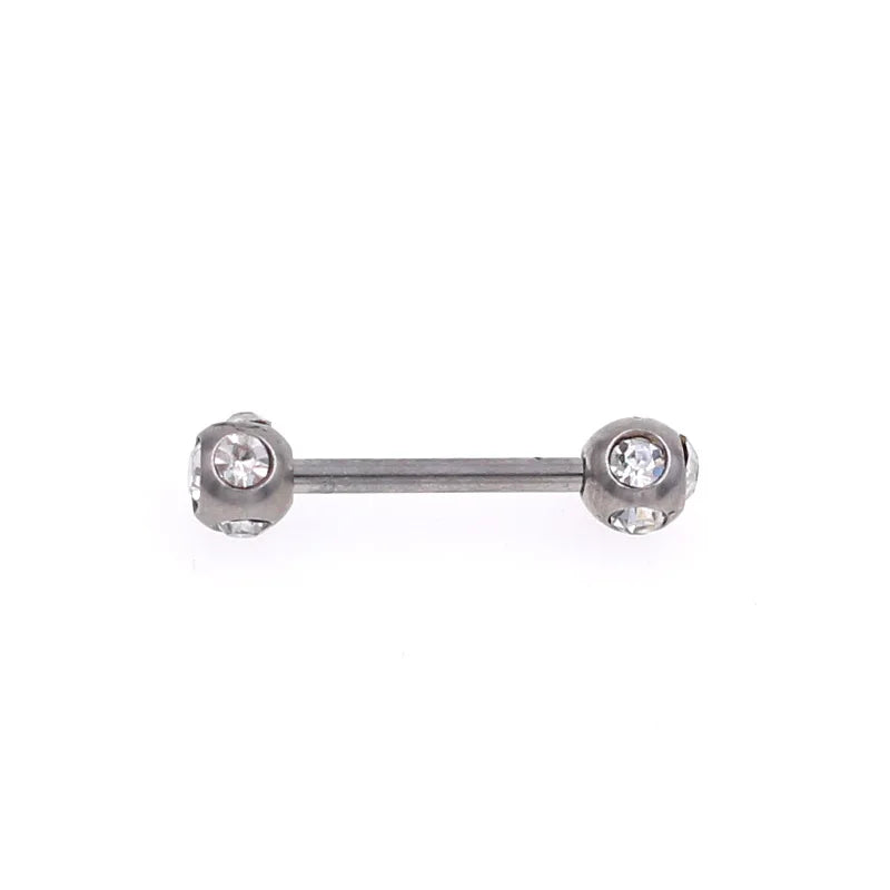 1Pc 10 Styles 1.2*10+4mm Zircon Ball Party Friendly Tongue Ring / Straight Barbell - Barbell Body Jewelry