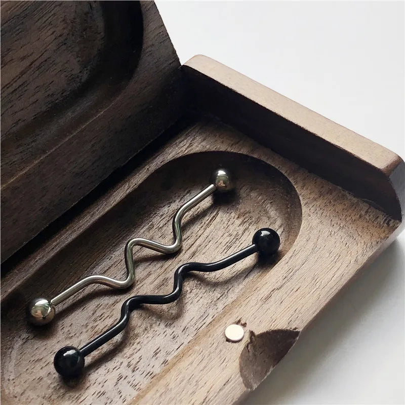 14G Cross Industrial Barbell Piercing Heart Earring Straigh Bar Cartilage Ear Piercing Barbells Body Jewelry Ear Piercing Ring