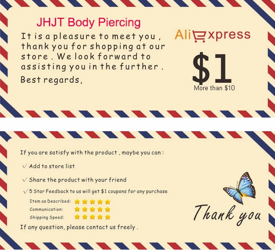1PC 14G Panda Industrial Piercing  Surgical Steel Cartilage Ear industrial Barbell Body  Jewelry