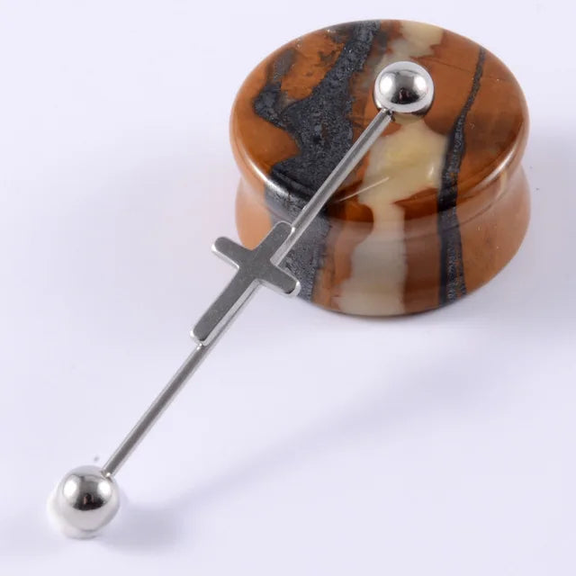 14G Cross Industrial Barbell Piercing Heart Earring Straigh Bar Cartilage Ear Piercing Barbells Body Jewelry Ear Piercing Ring