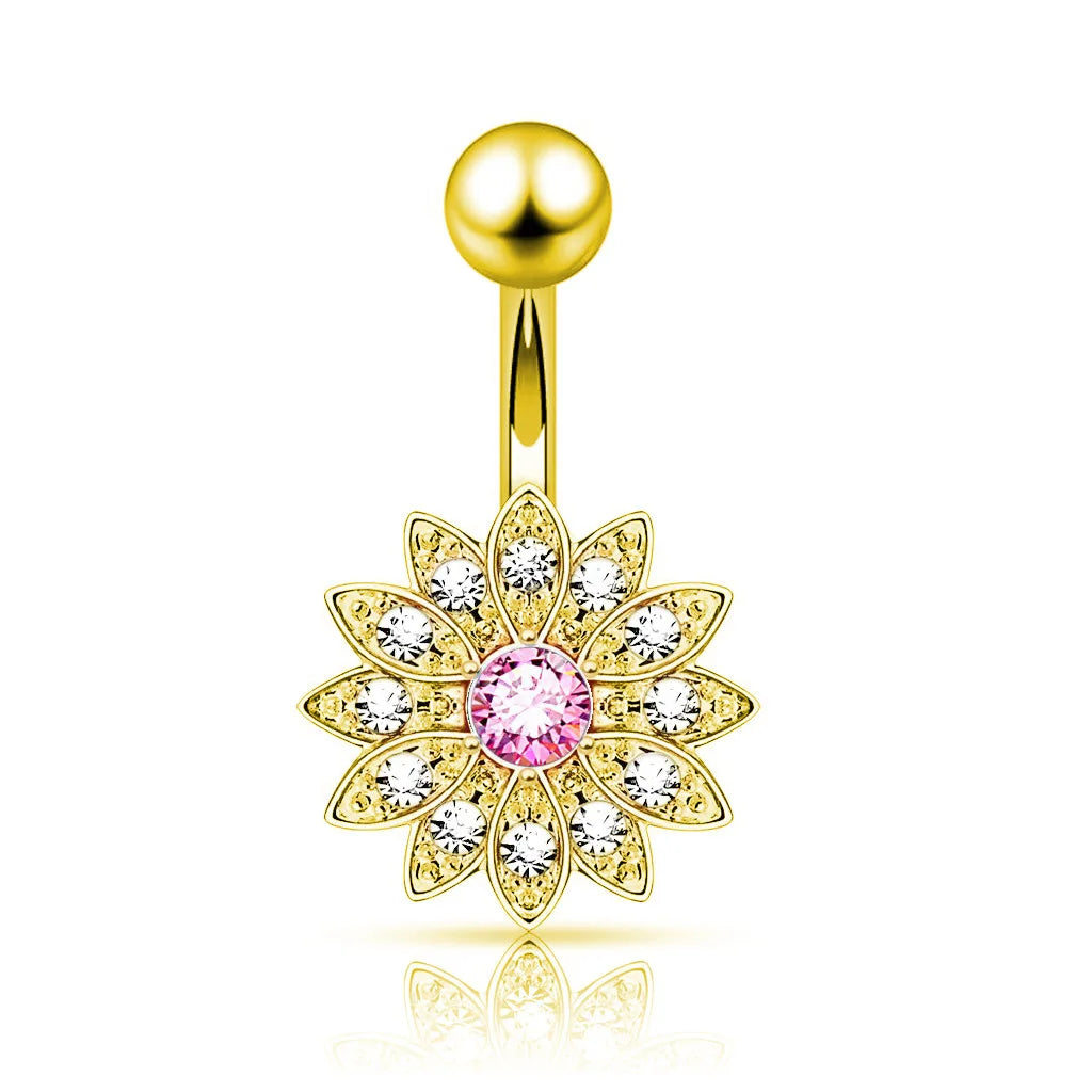 14G Surgical Steel Dangle Navel Belly Button Ring Bar Curved Barbell Body Piercing Jewelry for Women Crystal CZ Ball Screw