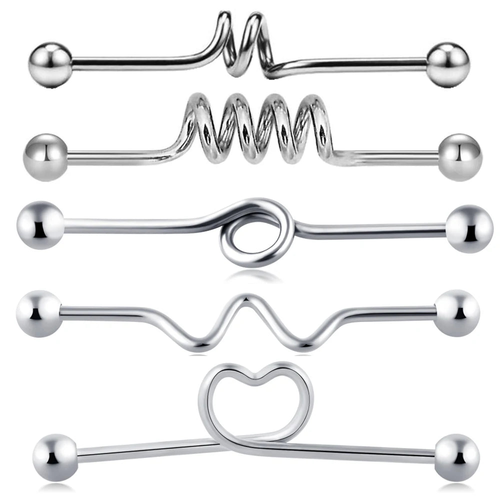 14G Industrial Piercing Barbells Jewelry Surgical Steel CZ Marble Pearl Style for Women Men Cartilage Earring Body Piercing