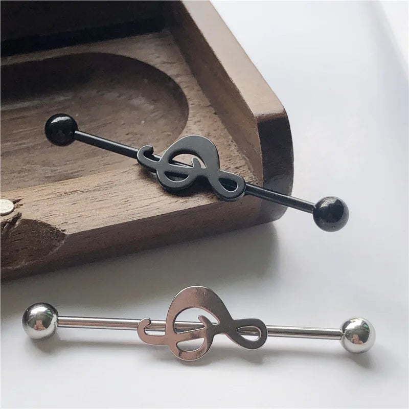 14G Cross Industrial Barbell Piercing Heart Earring Straigh Bar Cartilage Ear Piercing Barbells Body Jewelry Ear Piercing Ring