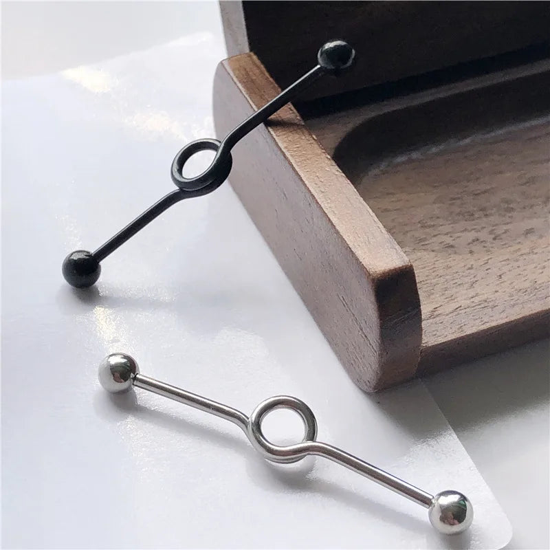 14G Cross Industrial Barbell Piercing Heart Earring Straigh Bar Cartilage Ear Piercing Barbells Body Jewelry Ear Piercing Ring