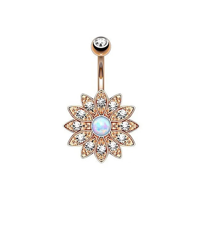 14G Surgical Steel Dangle Navel Belly Button Ring Bar Curved Barbell Body Piercing Jewelry for Women Crystal CZ Ball Screw