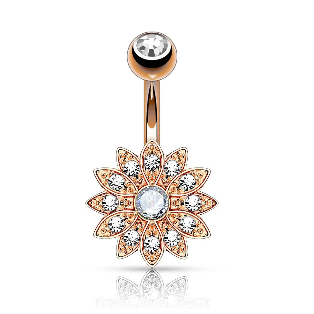 14G Surgical Steel Dangle Navel Belly Button Ring Bar Curved Barbell Body Piercing Jewelry for Women Crystal CZ Ball Screw