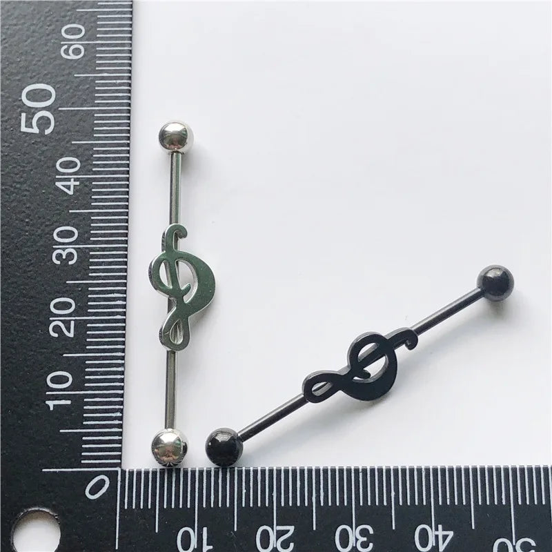 14G Cross Industrial Barbell Piercing Heart Earring Straigh Bar Cartilage Ear Piercing Barbells Body Jewelry Ear Piercing Ring