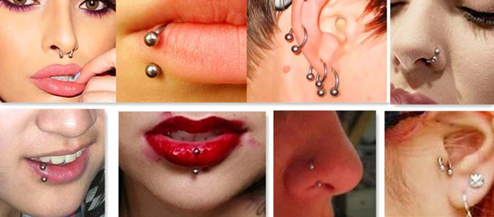 2 Pcs Stainless Steel Nostril Nose Ring Lip Rings Earrings Circular Piercing Ball Horseshoe Hoop Ring Piercing Body Jewelry