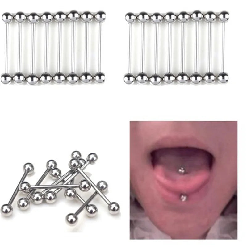 10Pcs Tongue Nipple Rings Ear Plug Rings Bars Barbell Punk Style Body Piercing Jewelry