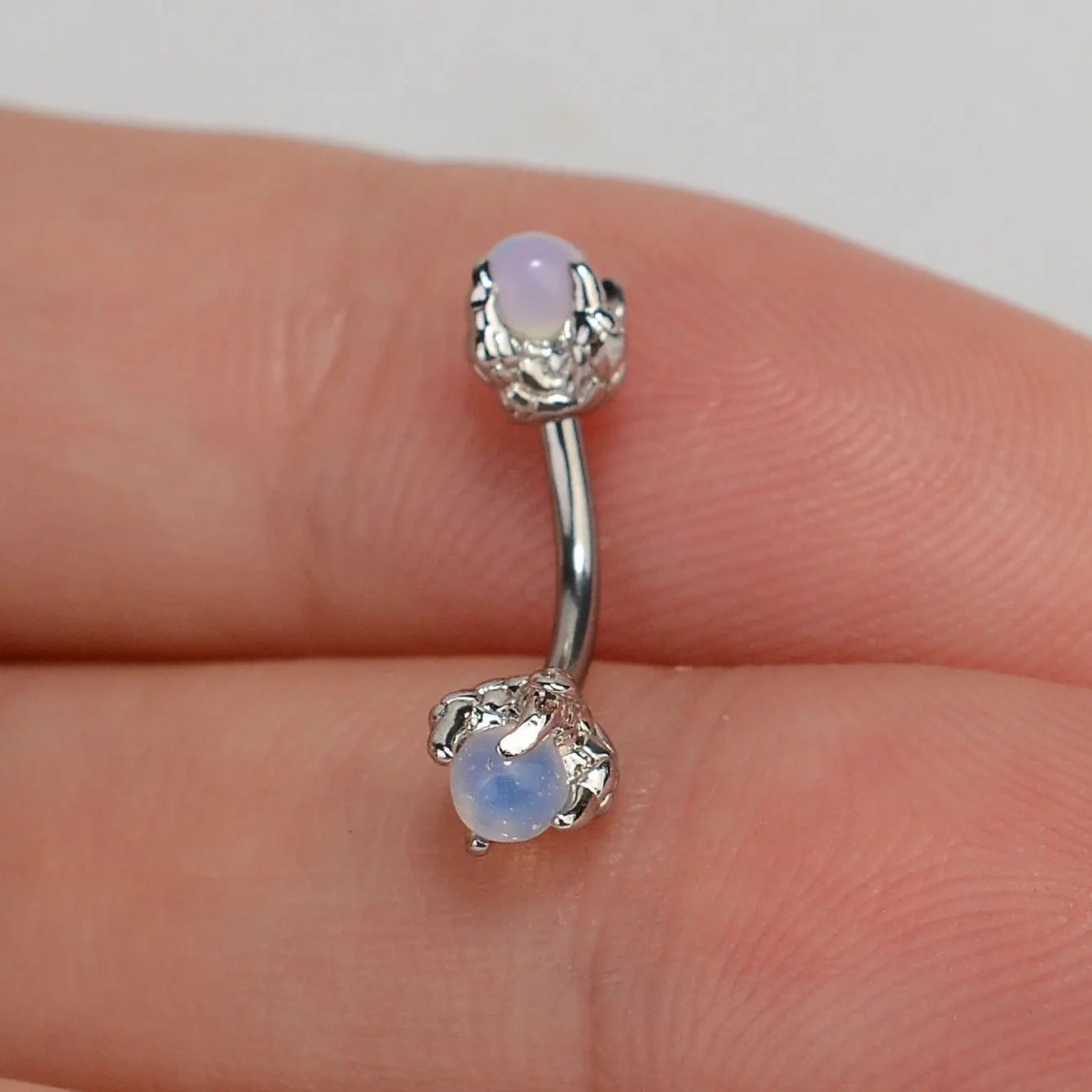 1PC Stainless Steel Curved Barbells Opal Eyebrow Rings Dragon Claw CZ  Eyebrow Studs Ear Cartilage Tragus Body Piercing Jewelry