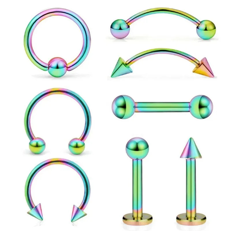 Versatile Stainless Steel Body Jewelry Set - Eyebrow, Nose, Lip, Tongue Rings