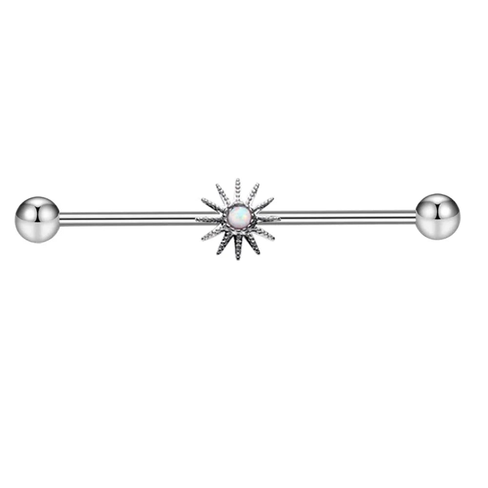 Surgical Steel Zircon Industrial Barbell Piercing Bar Fashion Jewelry 14G Star Moon Industrial Barbell Body Piercing Ear Studs