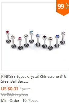10Pcs Tongue Nipple Rings Ear Plug Rings Bars Barbell Punk Style Body Piercing Jewelry